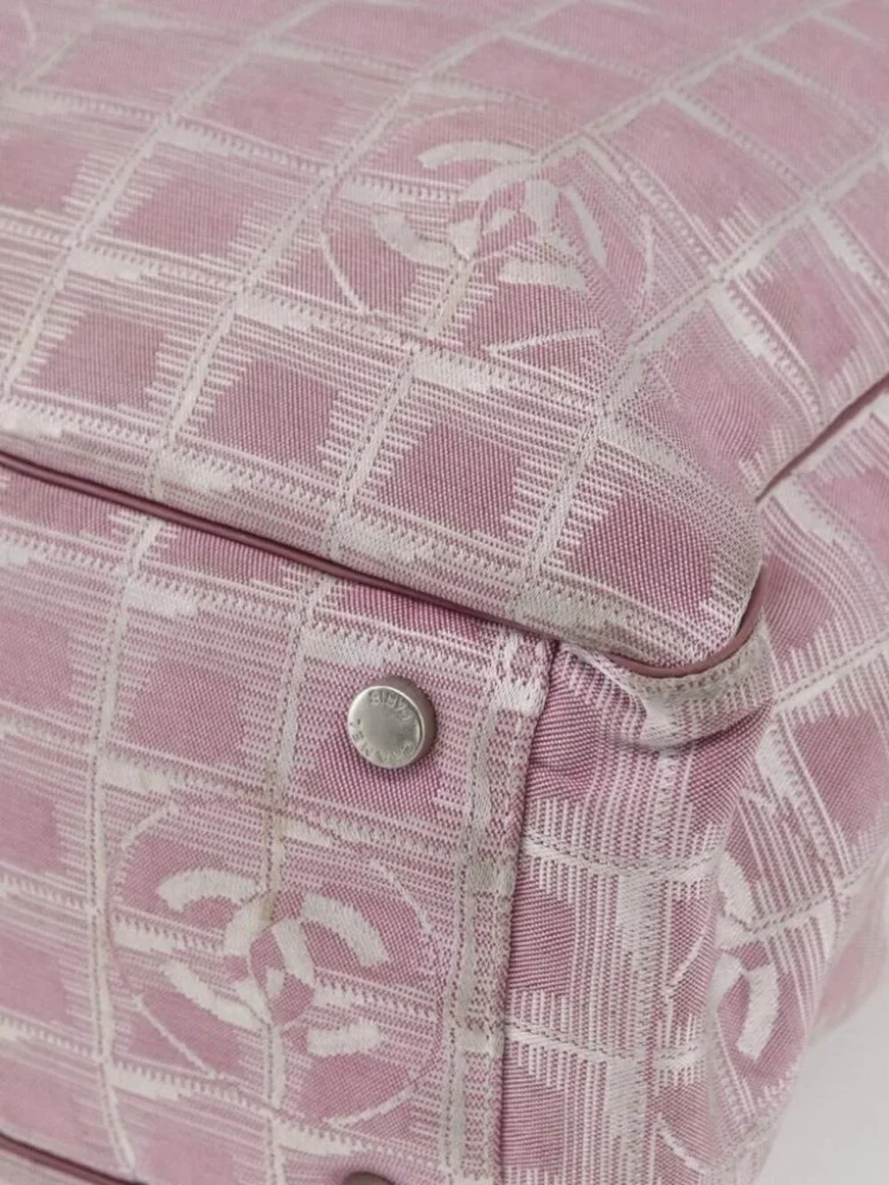CHANEL New Travel line Tote Bag Pink Silver CC Auth 168739